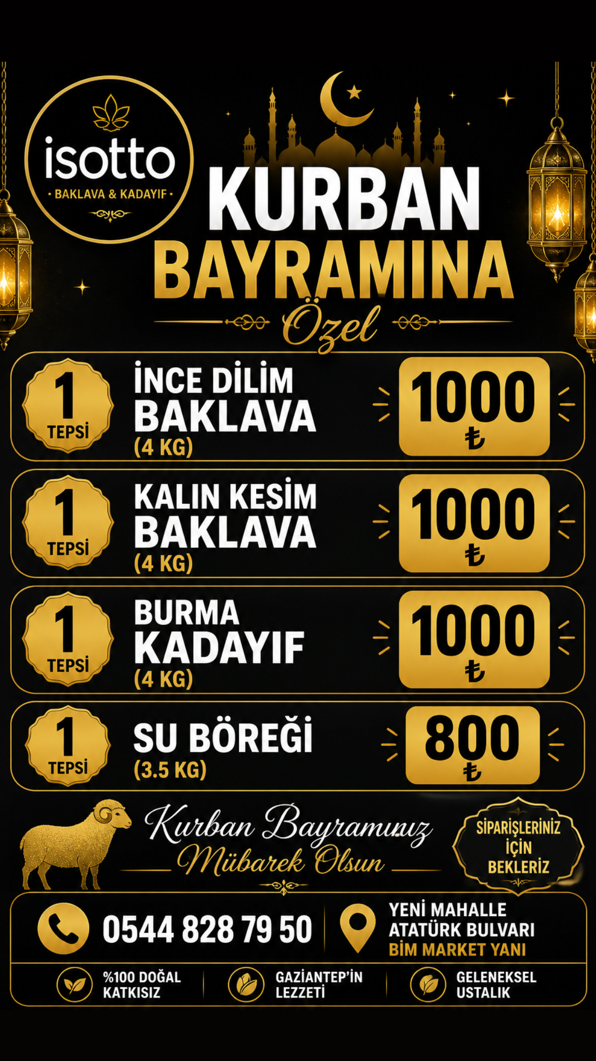 Kurban Bayramına  Özel 1 Tepsi Baklava
