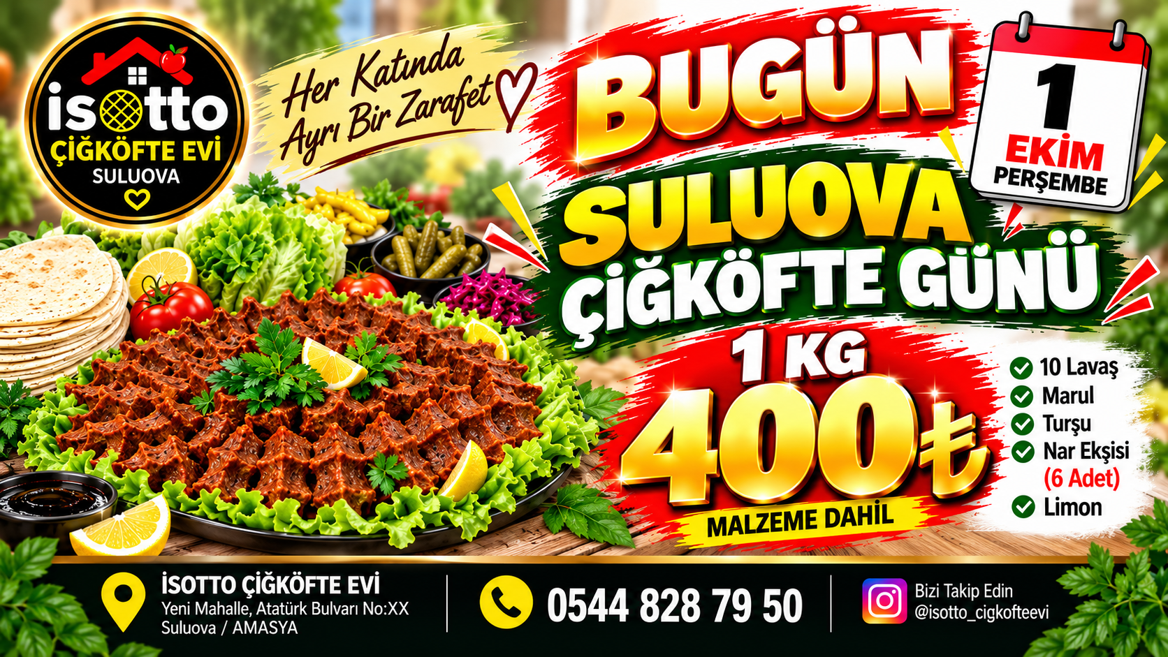 Bugüne özel 1 kg çiğköfte